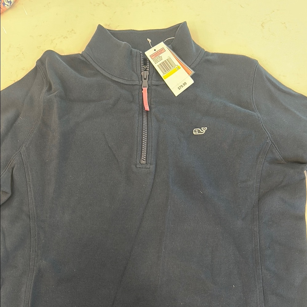 Vineyard Vines Blue Zip Up Sweater with Standing Collar